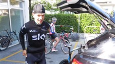 Leopold König za cílem týmové �asovky na závod� Kolem Trentina.