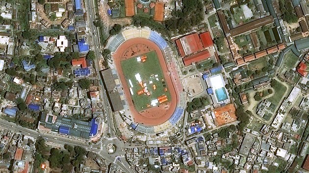 Stadion Dasharath Rangasala v Kthmnd na snmku z 27. dubna 2015