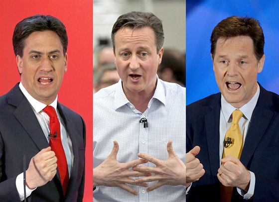 Ed Miliband, David Cameron a Nick Clegg
