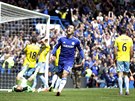Eden Hazard z Chelsea slaví gól proti Crystal Palace.