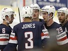 Gólová radost hokejist USA v utkání s Dánskem