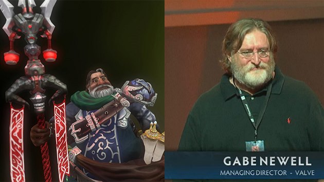 Gabe Newell nen hern postavou, nbr fem spolenosti Valve. Jeho hern zpracovn (vlevo) pro DOTA 2 si vak msto v lnku zaslou