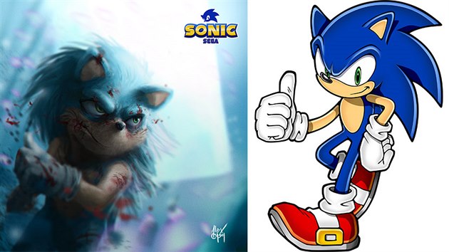 Jinak mil jeek Sonic je v tomto zpracovn drsk, ktermu bychom neradi zkili cestu (vlevo).
