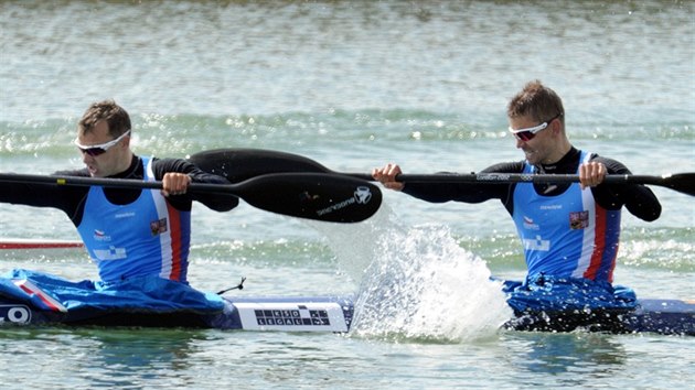 Daniel Havel (vlevo) a Jan trba na mistrovství Evropy v rychlostní kanoistice...