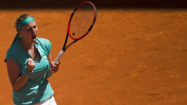 Petra Kvitov se na turnaji v Madridu raduje z postupu do tvrtfinle.