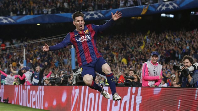 J JSEM TU PN! Lionel Messi se raduje ze sv trefy proti Bayernu.
