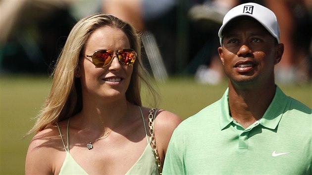 Lindsey Vonnov a Tiger Woods (Augusta, 8. dubna 2015)