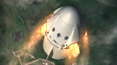 Ilustrace funkce záchranného systému lodi Dragon 2