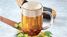 Hokejová reklama na pivo z Krušovic.