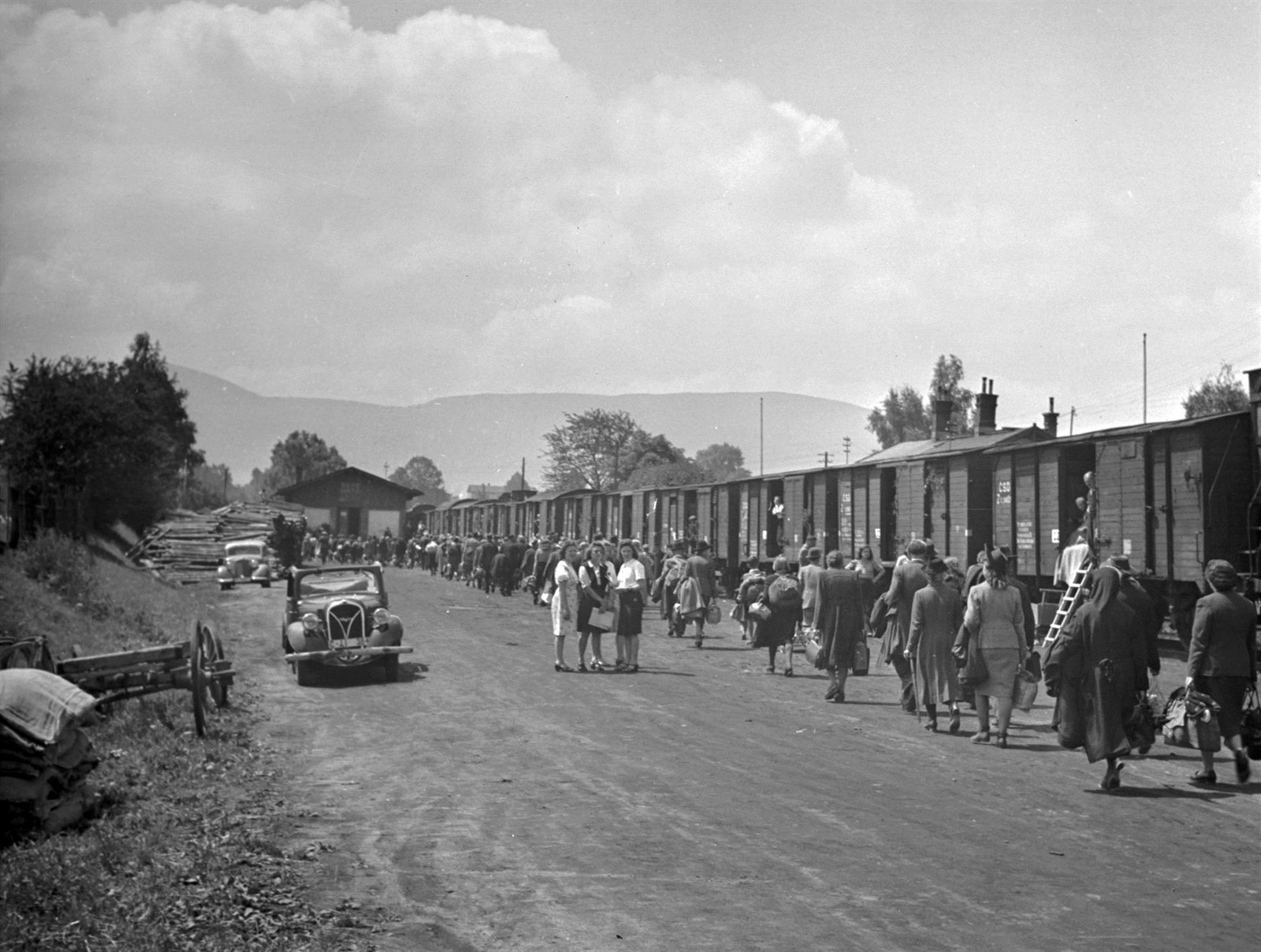 Odsun N�mc� ze sb�rného tábora ve Strá�i nad Nisou v roce 1946.