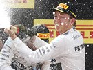 Nico Rosberg v bublinkovém opojenípo vítzství ve Velké cen panlska.