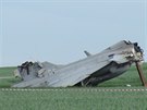 Zniený JAS-39 Gripen maarské armády poté, co letoun nedobrzdil na áslavské...