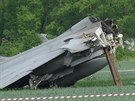 Zniený JAS-39 Gripen maarské armády poté, co letoun nedobrzdil na áslavské...