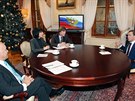 Dmitrij Kiseljov pi rozhovoru s ruským prezidentem Dmitrijem Medvedvem v roce...