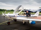 Pilot Jií Prua na startu letecké expedice na Azorské ostrovy. (19. kvtna...