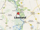 Mapka nov vzniklého státu Liberland u beh Dunaje