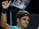 Roger Federer slaví postup do finále na turnaji v ím.