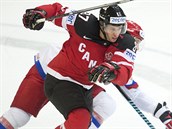Kanadsk tonk Sidney Crosby ve finlovm duelu s Ruskem.