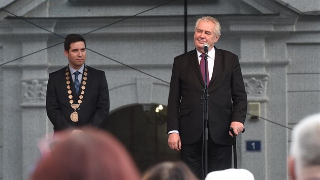 Prezident Milo Zeman pi nvtv Olomouckho kraje. (14.5.2015)