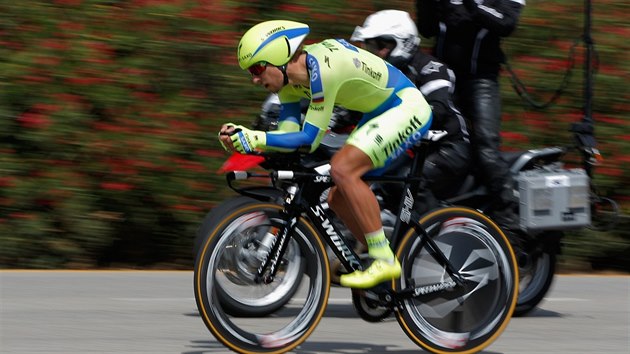 Slovensk� cyklista Peter Sagan na trati v�t�zn� �asovky v z�vod� Kolem Kalifornie.