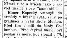 Ze Svornosti z období 12.-19. duben 1945 (nedatovatelný fragment novin).