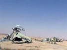 Trosky Asadových helikoptér na vojenské základn nedaleko Palmýry (21. kvtna...