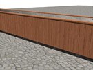 Jedna z variant dřevěného obložení betonových květináčů v Praze 5
