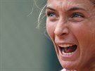 RADOST. Sara Erraniová slaví zisk fiftýnu v prvním kole Roland Garros 2015.