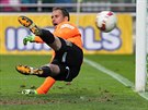 Jablonecký gólman Michal pit zasahuje ve finále domácího poháru s Libercem