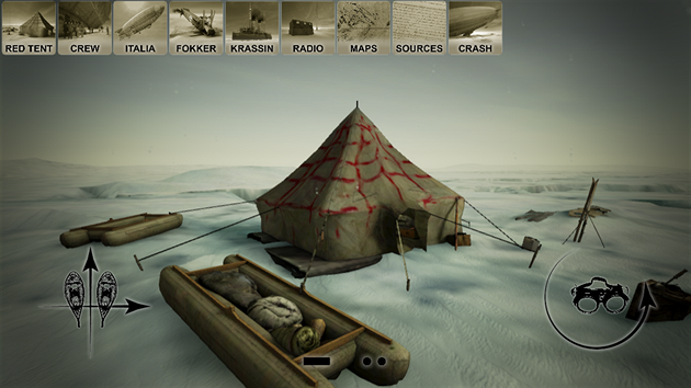 Scéna z aplikace Red Tent (Červený stan).