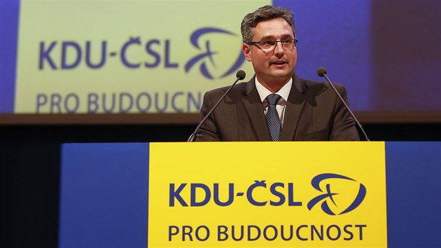 Poslanec Ond�ej Bene�ík na volebním sjezdu KDU-�SL ve Zlín�.