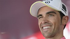 SPOKOJENÝ. Alberto Contador po osmnácté etap Gira, ve které navýil svj...
