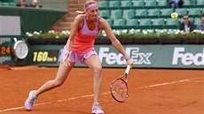 eská tenistka Petra Kvitová zahrává míek na Roland Garros.