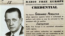 Novináský prkaz Ferdinanda Peroutky z doby, kdy byl v USA zamstnán v rádiu...