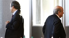 Michel Platini (vlevo) a Sepp Blatter na jednání v roce 2008.