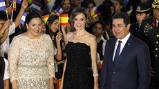 panlská královna Letizia a honduraský prezidentský pár Juan Orlando Hernández...