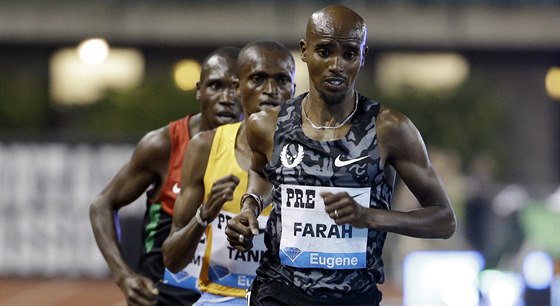 Mo Farah na mítinku Diamantové ligy v Eugene.