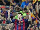 Lionel Messi se raduje z gólu Barcelony ve finále Královského poháru proti...