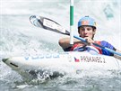 Kajaká Jií Prskavec bhem mistrovství Evropy ve vodním slalomu