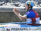 DÍKY ZA PODPORU. Kajaká Jií Prskavec bhem mistrovství Evropy ve vodním...