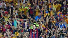 Lionel Messi se raduje z gólu Barcelony ve finále Královského poháru proti...