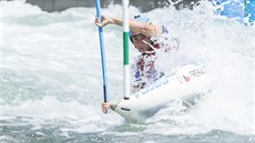 Kajaká� Ji�í Prskavec b�hem mistrovství Evropy ve vodním slalomu