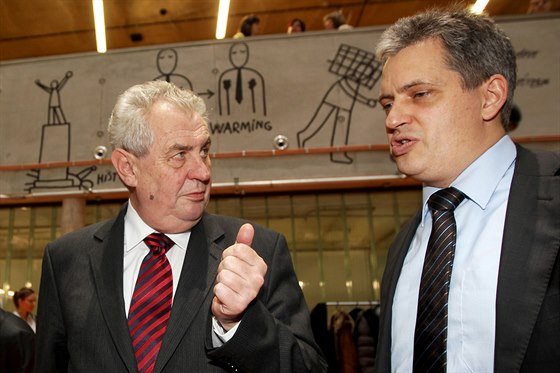 Ministr Jií Dienstbier s prezidentem Miloem Zemanem