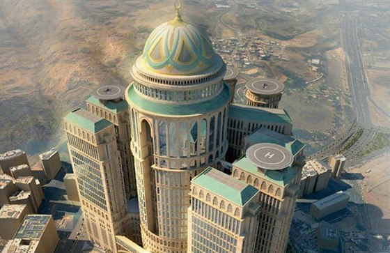Vizualizace nejvtího hotelu na svt Abraj Kudai, který vyrstá v Saúdské Arábii. (ilustraní foto)