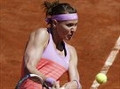 eská tenistka Lucie afáová pálí do míku v semifinále Roland Garros.