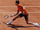 Srbský tenista Novak Djokovi v dohrávaném semifinále Roland Garros.