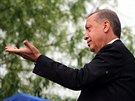 Turecký prezident Recep Tayyip Erdogan na shromádní v Ankae (5. ervna 2015).