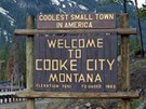 Cooke City - uvítací cedule
