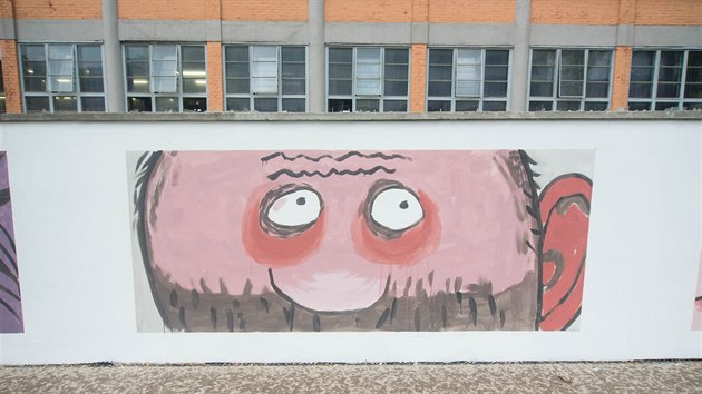 O Bornovy kresby na zdi u baťovského areálu se postarali místní žáci a studenti.
