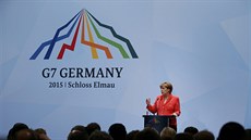 N�mecká kanclé�ka Angela Merkelová na summitu G7 v N�mecku. (8. �ervna 2015)